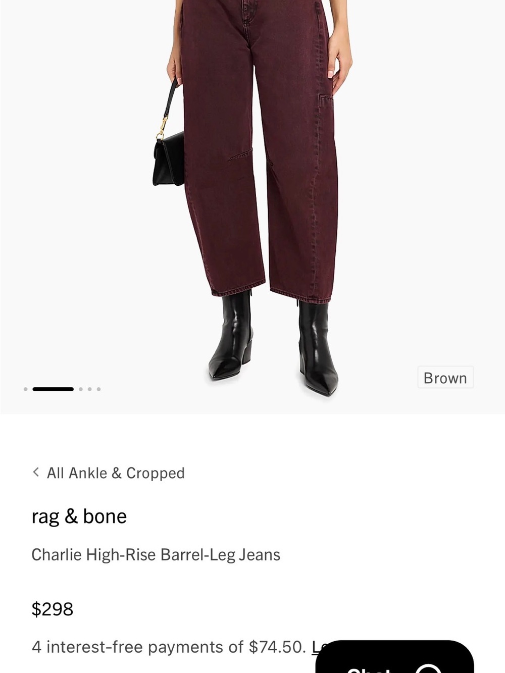 rag & bone Burnt burgundy High-Rise Barrel leg Jeans - Picture 6 of 6
